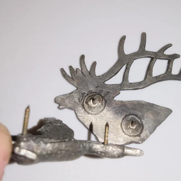 Lot 2 Pewter Animal Nature Pin Brooch Goose Duck Buck Deer - Picture 4 of 6